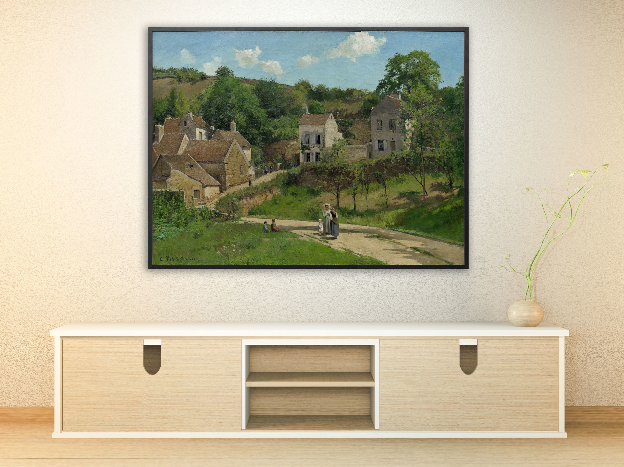 Camille Pissarro - L’Hermitage à Pontoise, Bilderrahmen schwarz